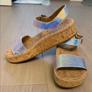 Born Iridescent Multi-Color Cork Platform Sandals